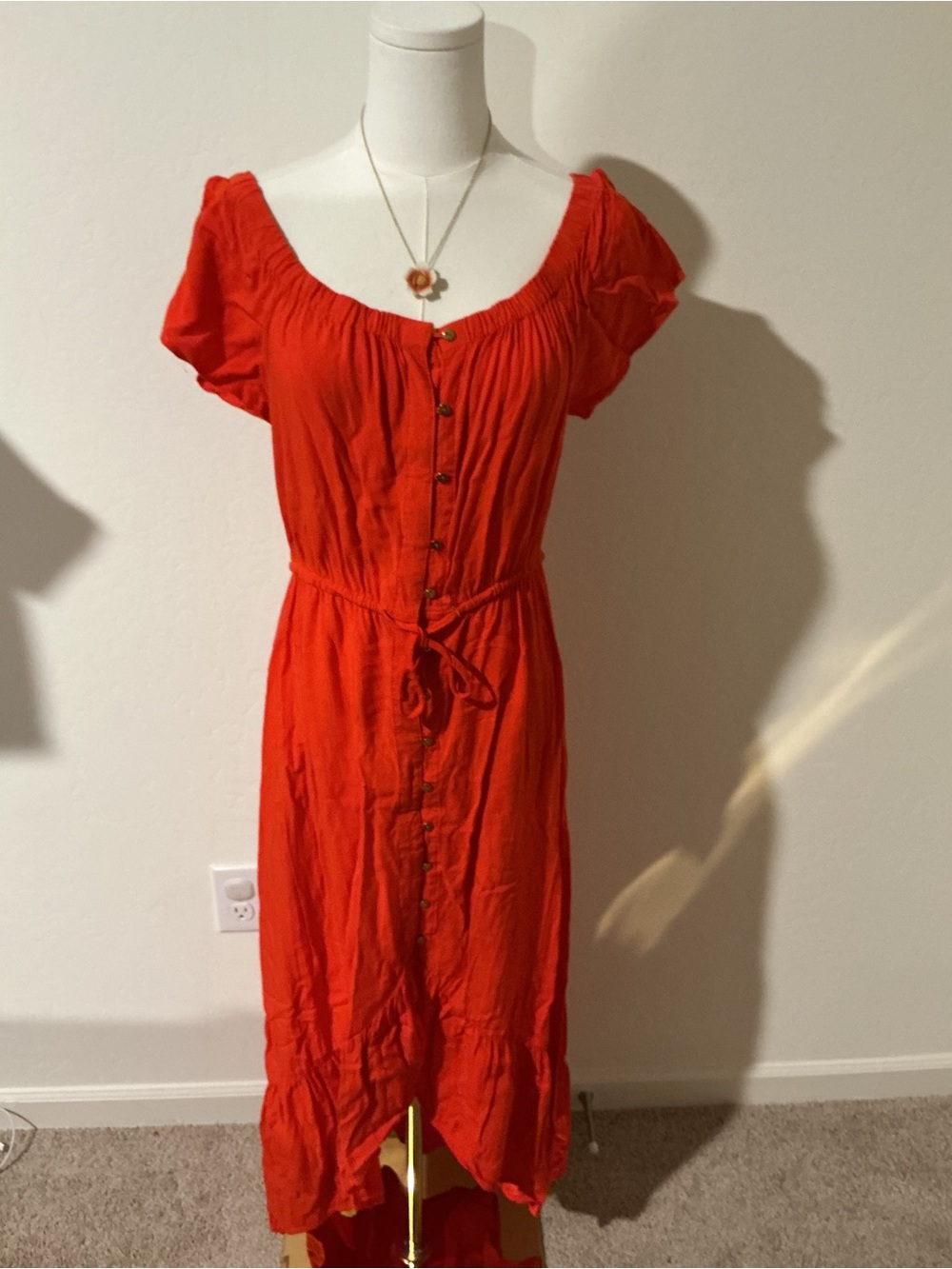 Cotton orange maxi dress